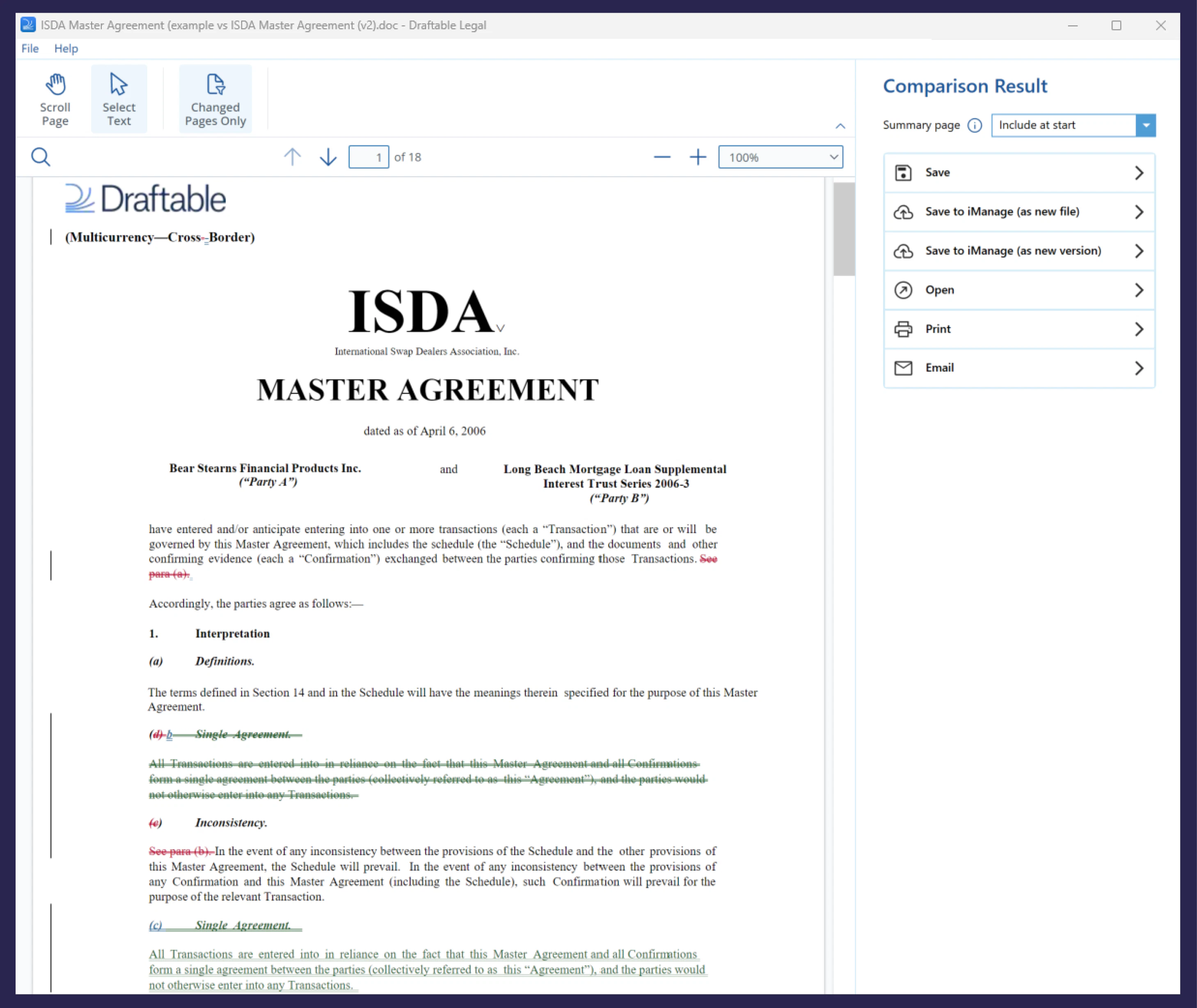 screenshot of Draftable Legal